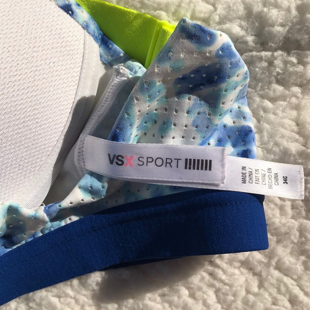 Victoria’s Secret VSX Sports Bra Tie Dye Blue 34C - Picture 8 of 13